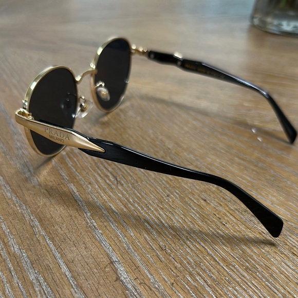 Prada Gold and Black Round Sunglasses - Picture 4 of 7